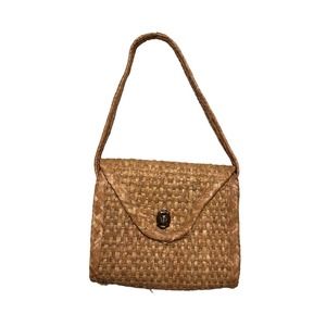 Woven Rattan Envelope Shoulder Bag